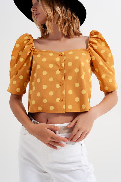 Top à Pois avec Manches Puff