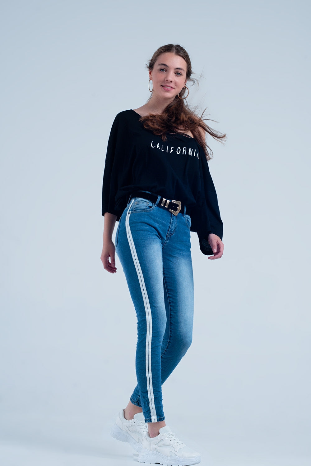 Jean Skinny à Bande Latérale