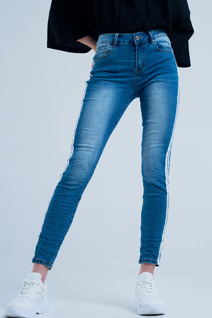 Jean Skinny à Bande Latérale