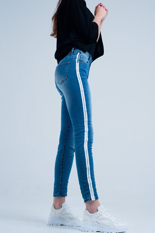 Jean Skinny à Bande Latérale