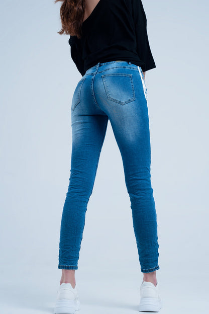 Jean Skinny à Bande Latérale